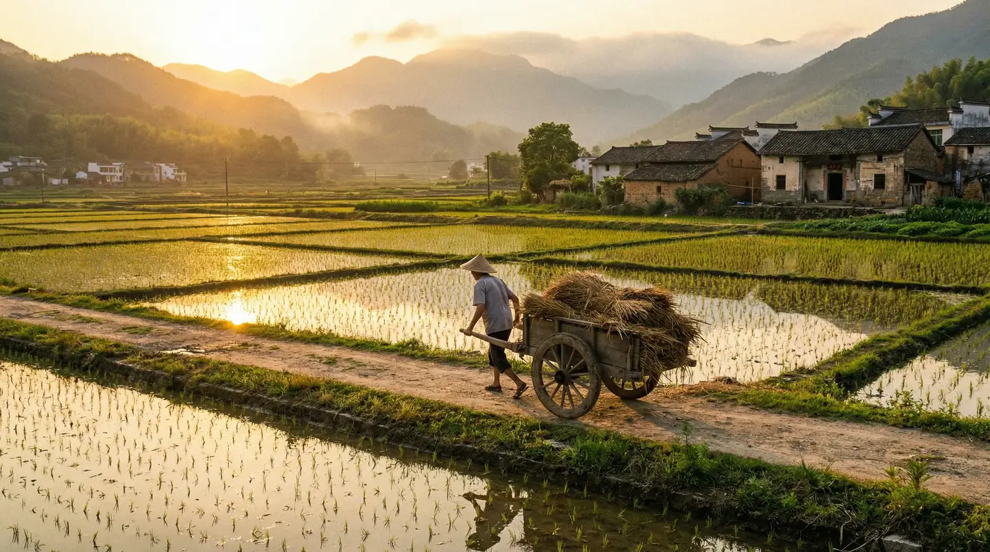 2012电影免费版完整版观看 - 金色夕阳下的乡村田野，老农推着木车行走在田埂上